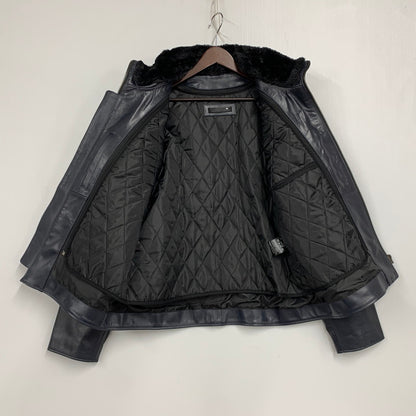 【中古品】【メンズ】 LIUGOO LEATHERS リューグーレザーズ QUILTING LINER LEATHER JACKET キルティング ライナー レザー ジャケット アウター 147-260530-kh-15-izu サイズ：LL カラー：ネイビー 万代Net店