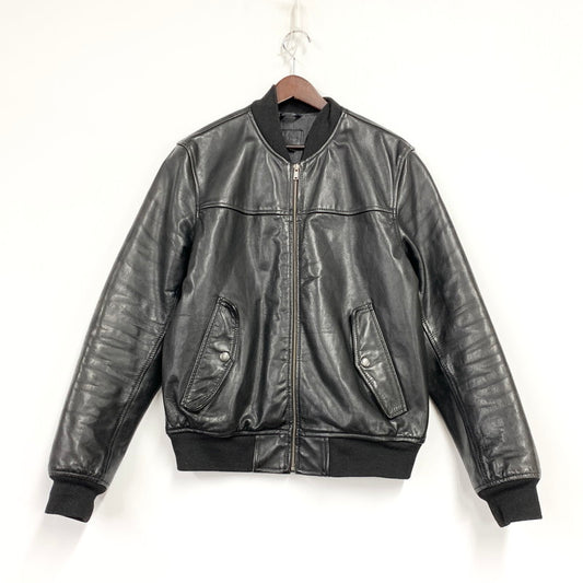 【中古品】【メンズ】 GAP ギャップ FA14 COW LEATHER BOMBER JACKET カウ レザー ボンバー ジャケット アウター 147-260531-ya-10-izu サイズ：M カラー：BLACK 万代Net店