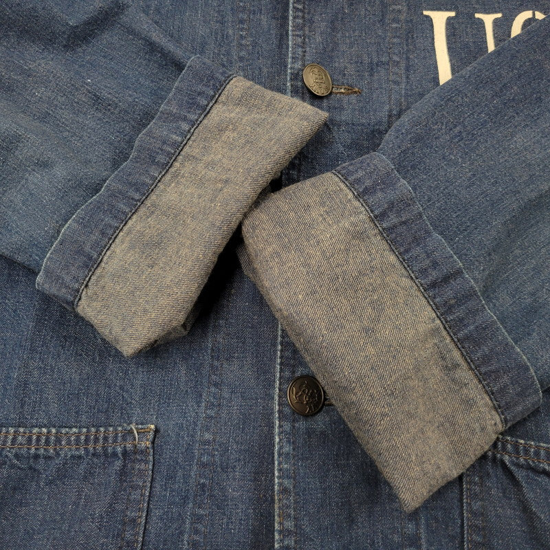 【中古品】【メンズ】 The REAL McCOY'S ザリアルマッコイズ USN STENCIL SHAWL COLLAR DENIM COVERALL JACKET ステンシル ショールカラー デニム カバーオール ジャケット 145-260601-as-11-izu サイズ：38 カラー：インディゴ 万代Net店