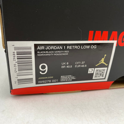 【中古美品】【メンズ】 NIKE ナイキ AIR JORDAN 1 RETRO LOW OG IW6276-001 エア ジョーダン 1 レトロ ロー OG スニーカー 靴 160-260602-as-04-izu サイズ：27cm カラー：BLACK/BLACK-VARSITY RED 万代Net店