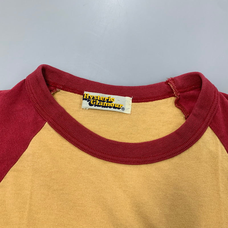 【中古品】【メンズ】 HYSTERIC GLAMOUR ヒステリックグラマー 2CL-4510 90’S RAGLAN S S TEE ラグラン ショートスリーブ Tシャツ トップス 半袖 140-260606-ya-06-izu サイズ：F カラー：オレンジ系×レッド 万代Net店