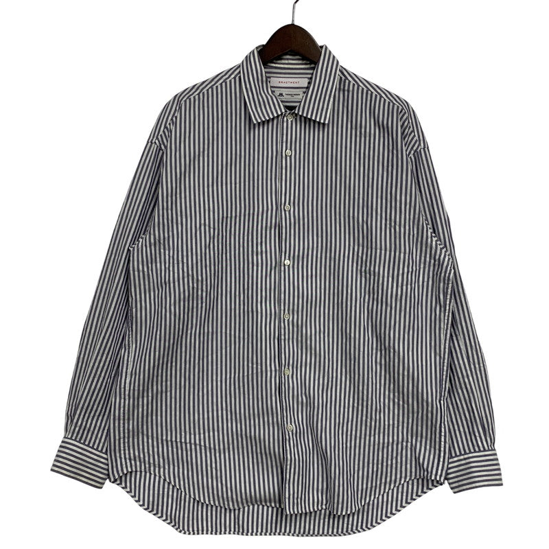 【中古品】【メンズ】 THOMAS MASON トーマスメイソン × BRACTMENT ブラクトメント 3211-231-256 STRIPE SHIRT ストライプ シャツ トップス 長袖 147-260606-ya-08-izu サイズ：38 カラー：ネイビー系×ホワイト 万代Net店