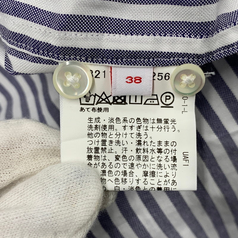 【中古品】【メンズ】 THOMAS MASON トーマスメイソン × BRACTMENT ブラクトメント 3211-231-256 STRIPE SHIRT ストライプ シャツ トップス 長袖 147-260606-ya-08-izu サイズ：38 カラー：ネイビー系×ホワイト 万代Net店