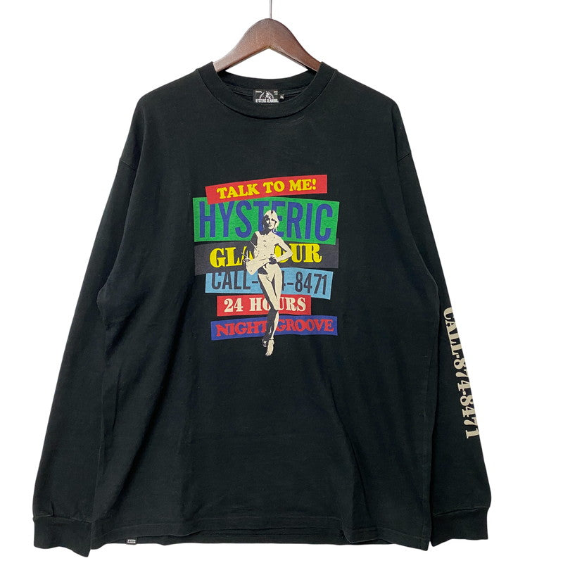 【中古品】【メンズ】 HYSTERIC GLAMOUR ヒステリックグラマー 02193CL03 TALK TO ME GIRL トークトゥミーガール L S ロングスリーブ TEE Tシャツ トップス 長袖 140-260608-ya-06-izu サイズ：XL カラー：ブラック 万代Net店