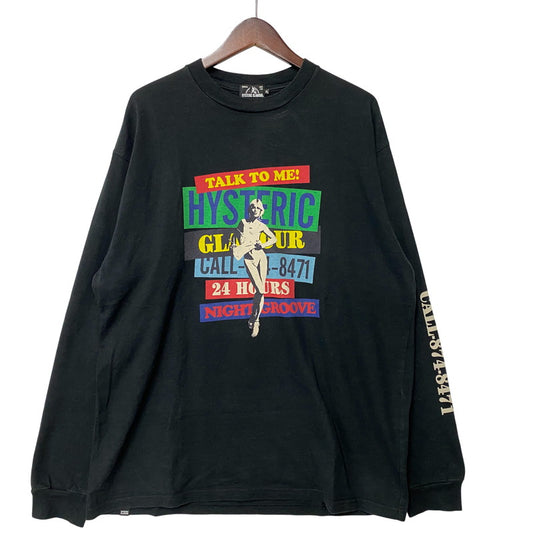 【中古品】【メンズ】 HYSTERIC GLAMOUR ヒステリックグラマー 02193CL03 TALK TO ME GIRL トークトゥミーガール L S ロングスリーブ TEE Tシャツ トップス 長袖 140-260608-ya-06-izu サイズ：XL カラー：ブラック 万代Net店