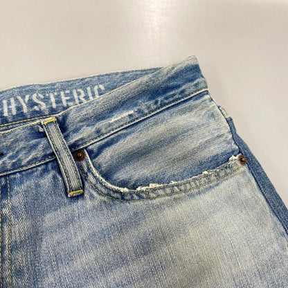 【中古品】【メンズ】 HYSTERIC GLAMOUR ヒステリックグラマー 02173AP12 STUDS CRASH PAINT DENIM PANTS スタッズ クラッシュ ペイント デニム パンツ ボトムス ズボン 151-260604-cs-08-izu サイズ：34 カラー：ライトインディゴ 万代Net店