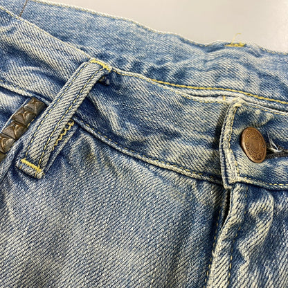 【中古品】【メンズ】 HYSTERIC GLAMOUR ヒステリックグラマー 02173AP12 STUDS CRASH PAINT DENIM PANTS スタッズ クラッシュ ペイント デニム パンツ ボトムス ズボン 151-260604-cs-08-izu サイズ：34 カラー：ライトインディゴ 万代Net店