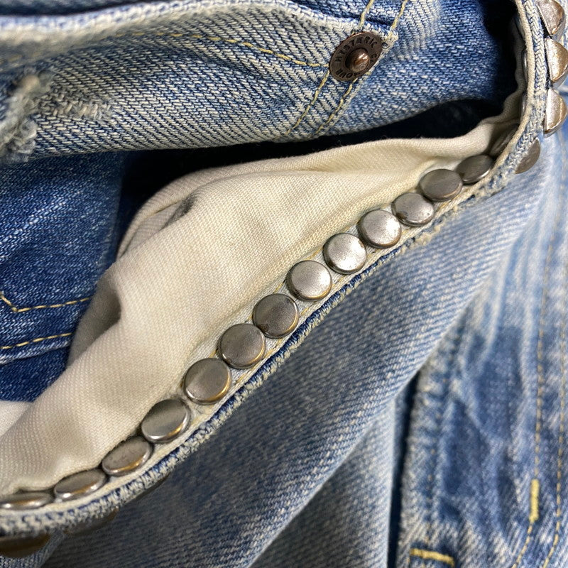 【中古品】【メンズ】 HYSTERIC GLAMOUR ヒステリックグラマー 02173AP12 STUDS CRASH PAINT DENIM PANTS スタッズ クラッシュ ペイント デニム パンツ ボトムス ズボン 151-260604-cs-08-izu サイズ：34 カラー：ライトインディゴ 万代Net店