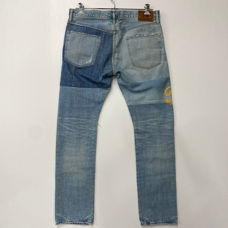 【中古品】【メンズ】 HYSTERIC GLAMOUR ヒステリックグラマー 02173AP12 STUDS CRASH PAINT DENIM PANTS スタッズ クラッシュ ペイント デニム パンツ ボトムス ズボン 151-260604-cs-08-izu サイズ：34 カラー：ライトインディゴ 万代Net店