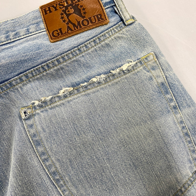 【中古品】【メンズ】 HYSTERIC GLAMOUR ヒステリックグラマー 02173AP12 STUDS CRASH PAINT DENIM PANTS スタッズ クラッシュ ペイント デニム パンツ ボトムス ズボン 151-260604-cs-08-izu サイズ：34 カラー：ライトインディゴ 万代Net店