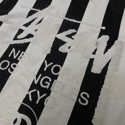 【現状渡し品】【メンズ】 STUSSY メキシコ製 STRIPE WORLD TOUR TEE ストライプ ワールド ツアー Tシャツ トップス 半袖 142-260608-ya-09-izu サイズ：XL カラー：ブラック×ホワイト 万代Net店