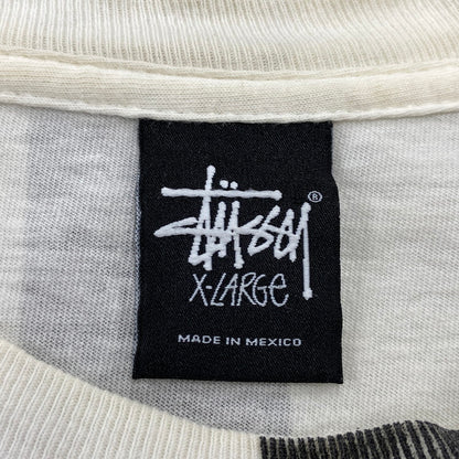 【現状渡し品】【メンズ】 STUSSY メキシコ製 STRIPE WORLD TOUR TEE ストライプ ワールド ツアー Tシャツ トップス 半袖 142-260608-ya-09-izu サイズ：XL カラー：ブラック×ホワイト 万代Net店