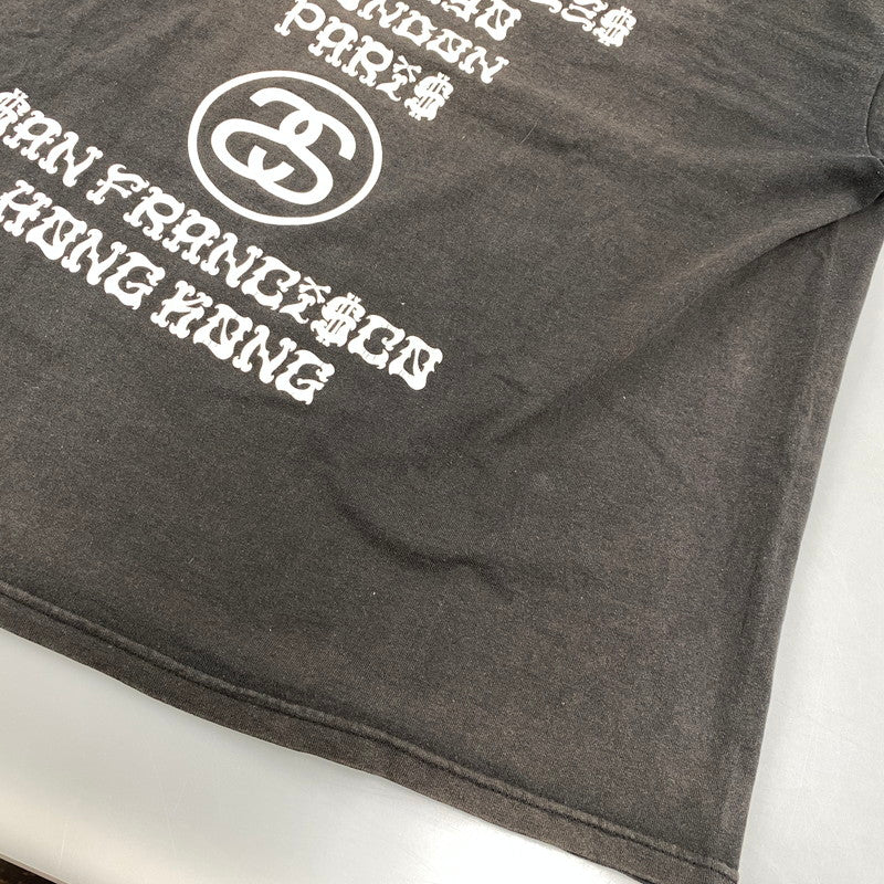 【現状渡し品】【メンズ】 STUSSY ステューシー メキシコ製 TAKA HAYASHI OLD ENGLISH WORLD TOUR TEE タカ ハヤシ オールド イングリッシュ ワールド ツアー Tシャツ トップス 142-260602-kh-04-izu サイズ：XL カラー：ブラック 万代Net店