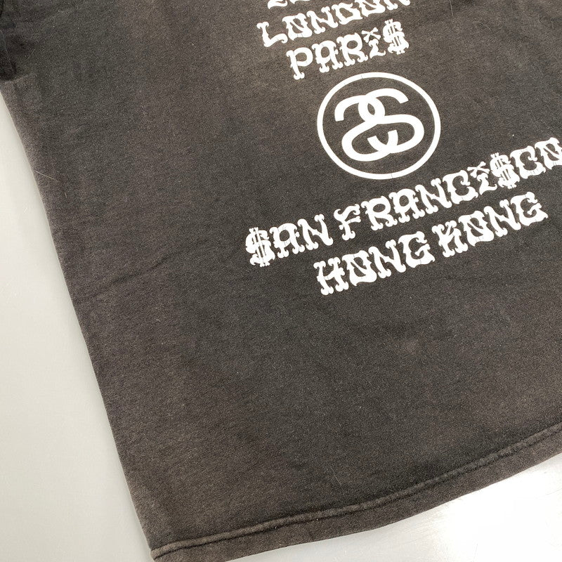 【現状渡し品】【メンズ】 STUSSY ステューシー メキシコ製 TAKA HAYASHI OLD ENGLISH WORLD TOUR TEE タカ ハヤシ オールド イングリッシュ ワールド ツアー Tシャツ トップス 142-260602-kh-04-izu サイズ：XL カラー：ブラック 万代Net店