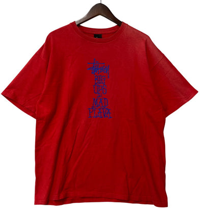 【中古品】【メンズ】 STUSSY ステューシー メキシコ製 BIGUPS AND MADFLAVA TEE ビガップス アンド マッドフレイヴァ Tシャツ トップス 半袖 142-260608-ya-08-izu サイズ：L カラー：レッド 万代Net店