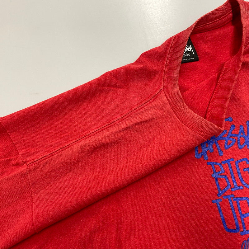 【中古品】【メンズ】 STUSSY ステューシー メキシコ製 BIGUPS AND MADFLAVA TEE ビガップス アンド マッドフレイヴァ Tシャツ トップス 半袖 142-260608-ya-08-izu サイズ：L カラー：レッド 万代Net店