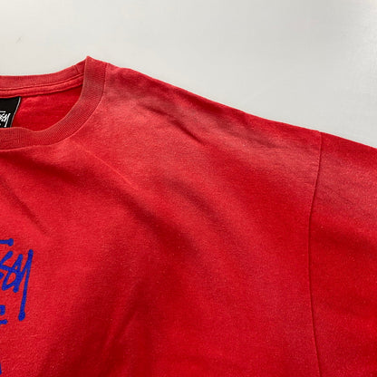 【中古品】【メンズ】 STUSSY ステューシー メキシコ製 BIGUPS AND MADFLAVA TEE ビガップス アンド マッドフレイヴァ Tシャツ トップス 半袖 142-260608-ya-08-izu サイズ：L カラー：レッド 万代Net店
