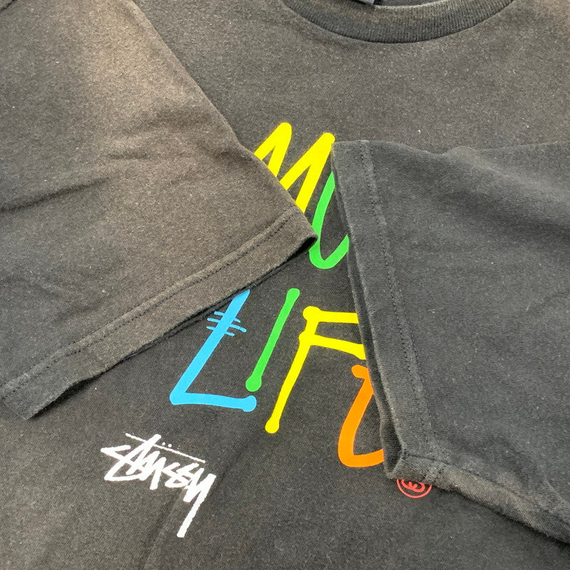 【現状渡し品】【メンズ】 STUSSY ステューシー × TOWER RECORDS タワー レコード NO MUSIC,NO LIFE TEE ノーミュージック ノーライフ Tシャツ トップス 半袖 142-260606-ya-10-izu サイズ：L カラー：BLACK 万代Net店