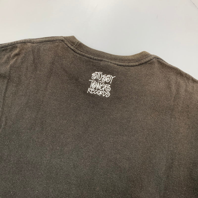 【現状渡し品】【メンズ】 STUSSY ステューシー × TOWER RECORDS タワー レコード NO MUSIC,NO LIFE TEE ノーミュージック ノーライフ Tシャツ トップス 半袖 142-260606-ya-10-izu サイズ：L カラー：BLACK 万代Net店