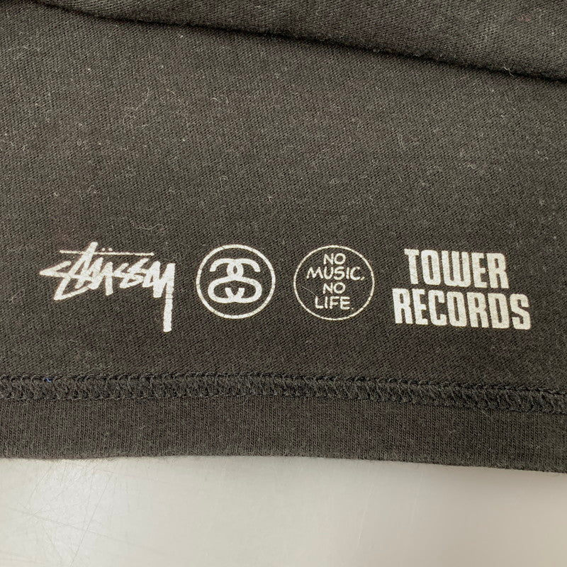 【現状渡し品】【メンズ】 STUSSY ステューシー × TOWER RECORDS タワー レコード NO MUSIC,NO LIFE TEE ノーミュージック ノーライフ Tシャツ トップス 半袖 142-260606-ya-10-izu サイズ：L カラー：BLACK 万代Net店