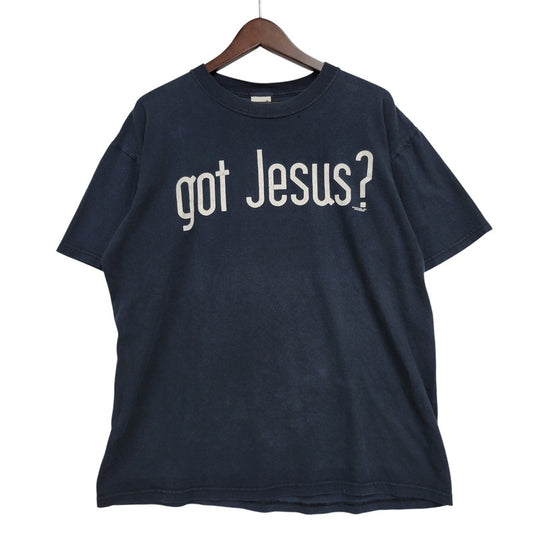 【中古品】【メンズ】 ANVIL アンヴィル GI APPAREL GOT JESUS？ TEE Tシャツ 半袖 ホンジュラス製 146-260602-as-16-izu サイズ：L カラー：ネイビー系 万代Net店