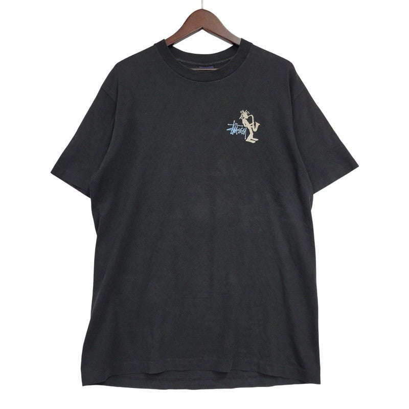 【中古品】【メンズ】 OLD STUSSY オールド ステューシー SAX SHADOW MAN TEE シャドーマン Tシャツ 半袖 紺タグ USA製 両シングル 142-260602-as-14-izu サイズ：L カラー：ブラック 万代Net店