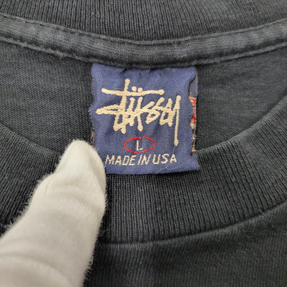 【中古品】【メンズ】 OLD STUSSY オールド ステューシー SAX SHADOW MAN TEE シャドーマン Tシャツ 半袖 紺タグ USA製 両シングル 142-260602-as-14-izu サイズ：L カラー：ブラック 万代Net店