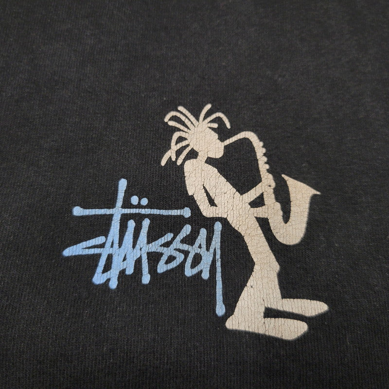 【中古品】【メンズ】 OLD STUSSY オールド ステューシー SAX SHADOW MAN TEE シャドーマン Tシャツ 半袖 紺タグ USA製 両シングル 142-260602-as-14-izu サイズ：L カラー：ブラック 万代Net店