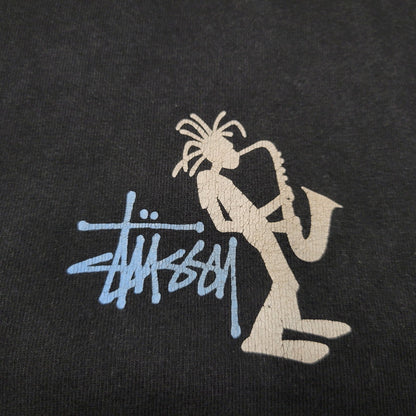 【中古品】【メンズ】 OLD STUSSY オールド ステューシー SAX SHADOW MAN TEE シャドーマン Tシャツ 半袖 紺タグ USA製 両シングル 142-260602-as-14-izu サイズ：L カラー：ブラック 万代Net店