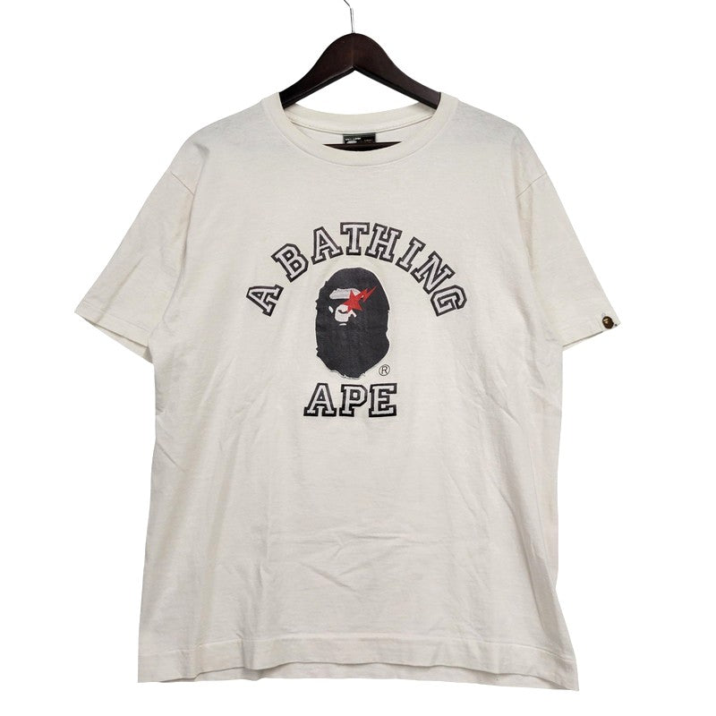 【中古品】【メンズ】 A BATHING APE アベイシングエイプ APE HEAD TEE Tシャツ 半袖 両シングル 初期タグ FOOT SOLDIER OPEN記念 142-260602-as-24-izu サイズ：M カラー：ホワイト 万代Net店