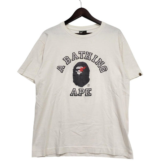 【中古品】【メンズ】 A BATHING APE アベイシングエイプ APE HEAD TEE Tシャツ 半袖 両シングル 初期タグ FOOT SOLDIER OPEN記念 142-260602-as-24-izu サイズ：M カラー：ホワイト 万代Net店
