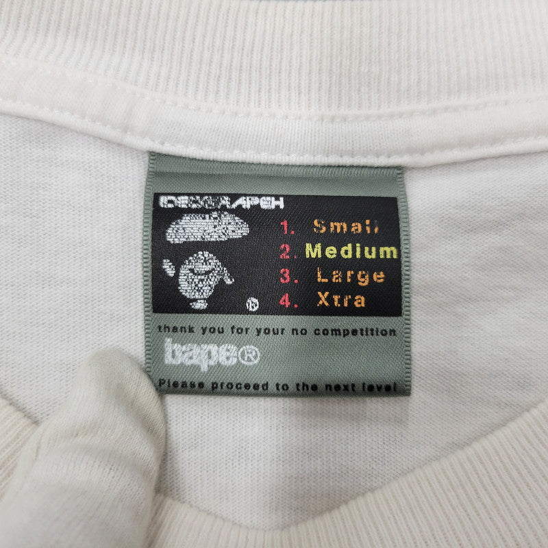 【中古品】【メンズ】 A BATHING APE アベイシングエイプ APE HEAD TEE Tシャツ 半袖 両シングル 初期タグ FOOT SOLDIER OPEN記念 142-260602-as-24-izu サイズ：M カラー：ホワイト 万代Net店