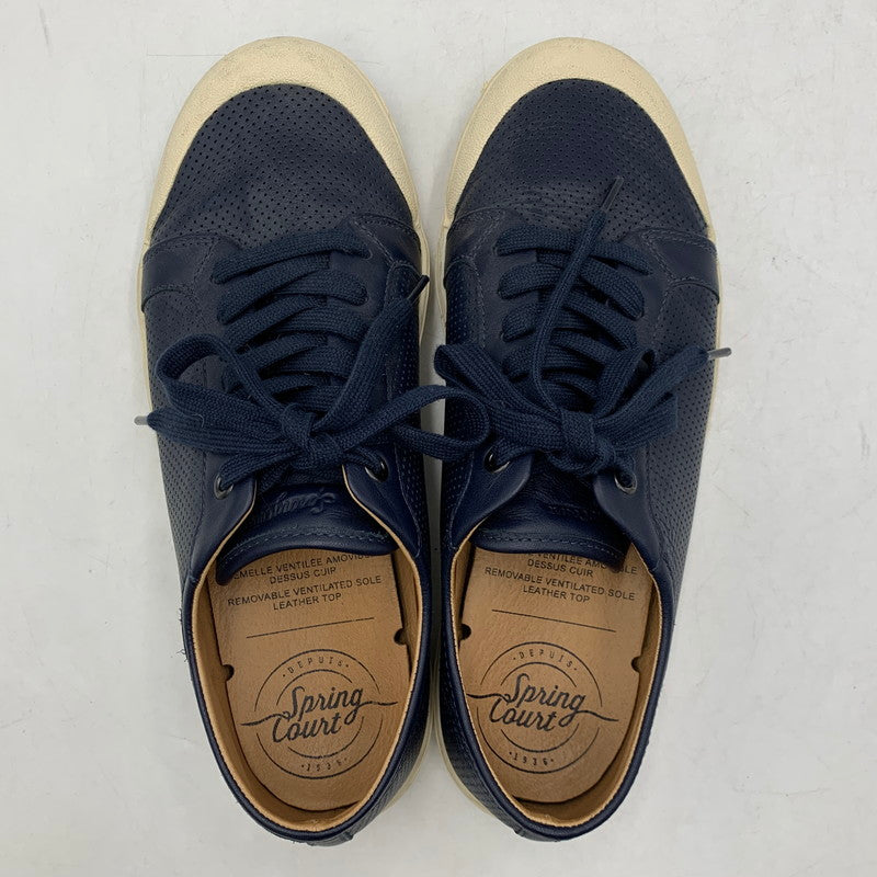 【中古品】【メンズ/レディース】 SPRING COURT スプリングコート SS18 LEATHER SNEAKERS レザー スニーカー シューズ 靴 162-260606-cs-14-izu サイズ：40 カラー：ネイビー 万代Net店
