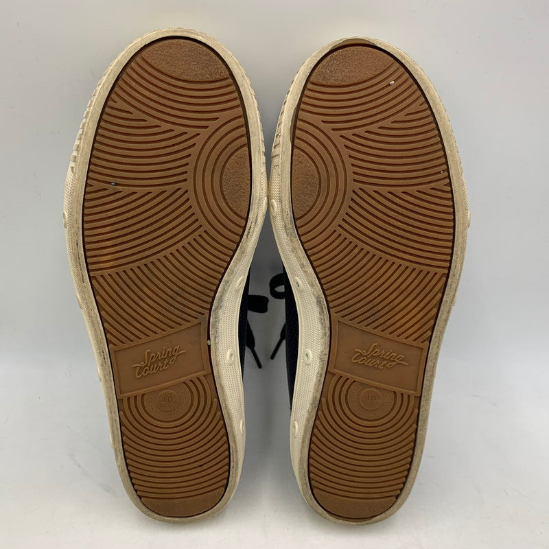 【中古品】【メンズ/レディース】 SPRING COURT スプリングコート SS18 LEATHER SNEAKERS レザー スニーカー シューズ 靴 162-260606-cs-14-izu サイズ：40 カラー：ネイビー 万代Net店