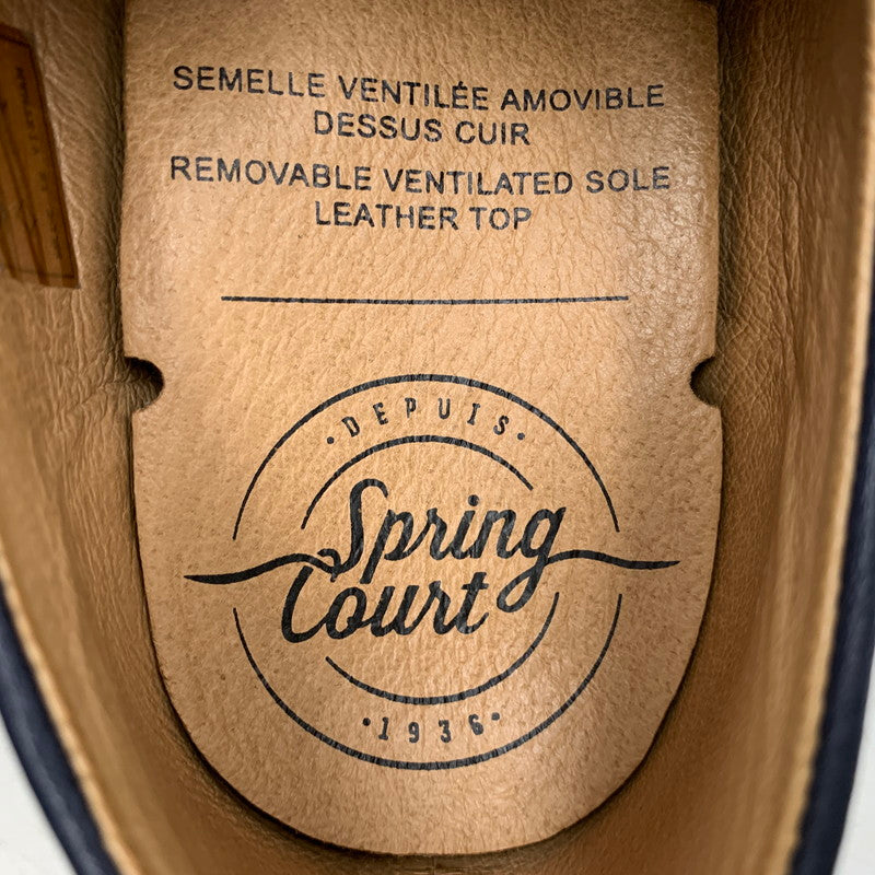 【中古品】【メンズ/レディース】 SPRING COURT スプリングコート SS18 LEATHER SNEAKERS レザー スニーカー シューズ 靴 162-260606-cs-14-izu サイズ：40 カラー：ネイビー 万代Net店