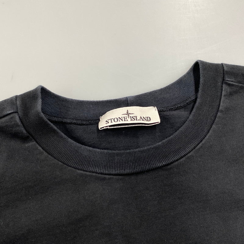 【中古品】【メンズ】 STONE ISLAND ストーンアイランド 791563750 国内正規 HEAVY COTTON JERSEY GARMENT DYED ヘビー コットン ジャージー ガーメント ダイ トップス 長袖 141-260603-cs-02-izu サイズ：3X カラー：ブラック 万代Net店