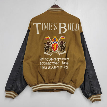 【現状渡し品】【メンズ】 BGS STADIUM JACKET スタジアムジャケット スタジャン アウター 146-260608-as-18-izu カラー：ブラウン×ブラック 万代Net店