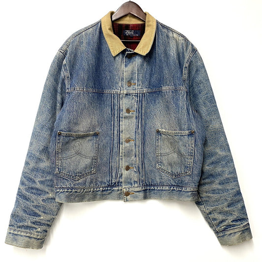 【現状渡し品】【メンズ】 Polo by Ralph Lauren ポロバイラルフローレン CHECK BLANKET LINER CORDUROY COLLAR DENIM JACKET コーデュロイ カラーデニムジャケット 146-260608-as-05-izu サイズ：XL カラー：インディゴ 万代Net店