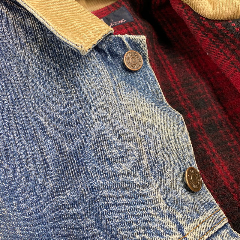 【現状渡し品】【メンズ】 Polo by Ralph Lauren ポロバイラルフローレン CHECK BLANKET LINER CORDUROY COLLAR DENIM JACKET コーデュロイ カラーデニムジャケット 146-260608-as-05-izu サイズ：XL カラー：インディゴ 万代Net店
