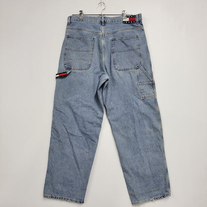 【中古品】【メンズ】 TOMMY JEANS トミー ジーンズ DENIM PAINTER PANTS デニムペインターパンツ 157-260608-as-19-izu サイズ：36×32 カラー：ライトインディゴ 万代Net店
