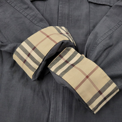 【中古品】【メンズ】 BURBERRY LONDON バーバリーロンドン BBP38-812-09 WORK SHIRT JACKET ワーク シャツ ジャケット アウター 141-260620-kh-02-izu サイズ：L カラー：チャコール 万代Net店
