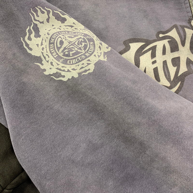 【中古品】【メンズ】 TRAVIS SCOTT トラヴィス・スコット CIRCUS MAXIMUS TOUR 2025 JAPAN ZIP HOODIE ジップ フーディ パーカー 142-260608-as-10-izu サイズ：XXL カラー：パープル系 万代Net店