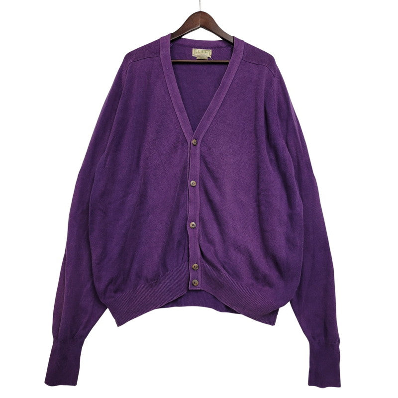 【中古品】【メンズ】 L.L.Bean エルエルビーン COTTON KNIT CARDIGAN U980 コットン ニット カーディガン 146-260614-as-05-izu サイズ：XL カラー：パープル 万代Net店
