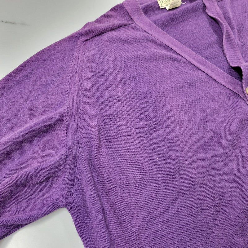【中古品】【メンズ】 L.L.Bean エルエルビーン COTTON KNIT CARDIGAN U980 コットン ニット カーディガン 146-260614-as-05-izu サイズ：XL カラー：パープル 万代Net店