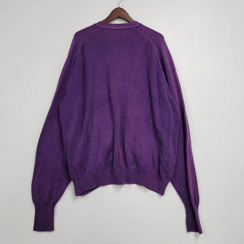 【中古品】【メンズ】 L.L.Bean エルエルビーン COTTON KNIT CARDIGAN U980 コットン ニット カーディガン 146-260614-as-05-izu サイズ：XL カラー：パープル 万代Net店