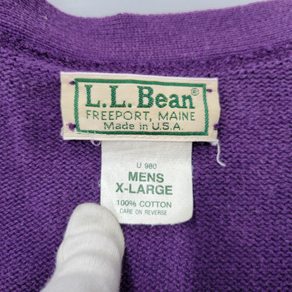 【中古品】【メンズ】 L.L.Bean エルエルビーン COTTON KNIT CARDIGAN U980 コットン ニット カーディガン 146-260614-as-05-izu サイズ：XL カラー：パープル 万代Net店