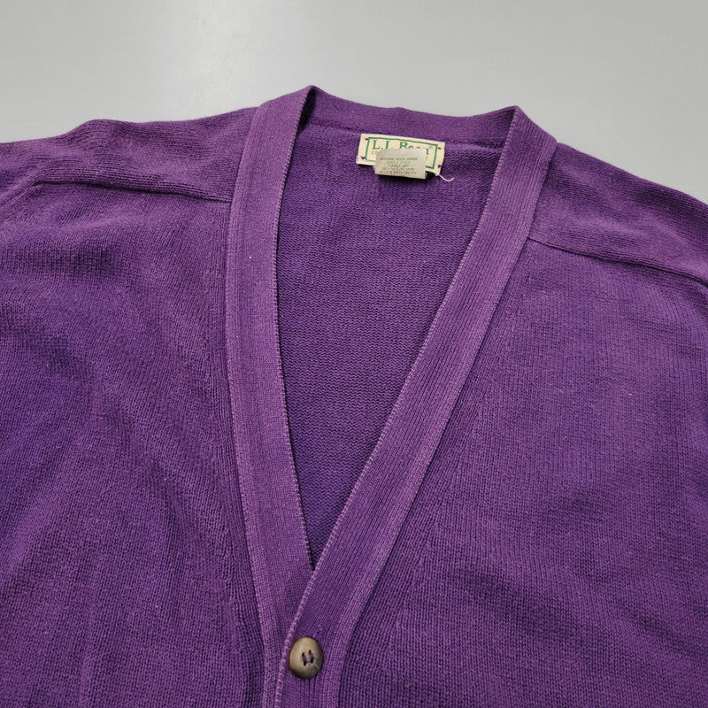【中古品】【メンズ】 L.L.Bean エルエルビーン COTTON KNIT CARDIGAN U980 コットン ニット カーディガン 146-260614-as-05-izu サイズ：XL カラー：パープル 万代Net店