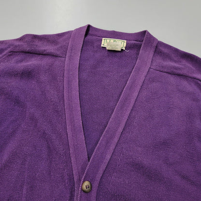 【中古品】【メンズ】 L.L.Bean エルエルビーン COTTON KNIT CARDIGAN U980 コットン ニット カーディガン 146-260614-as-05-izu サイズ：XL カラー：パープル 万代Net店
