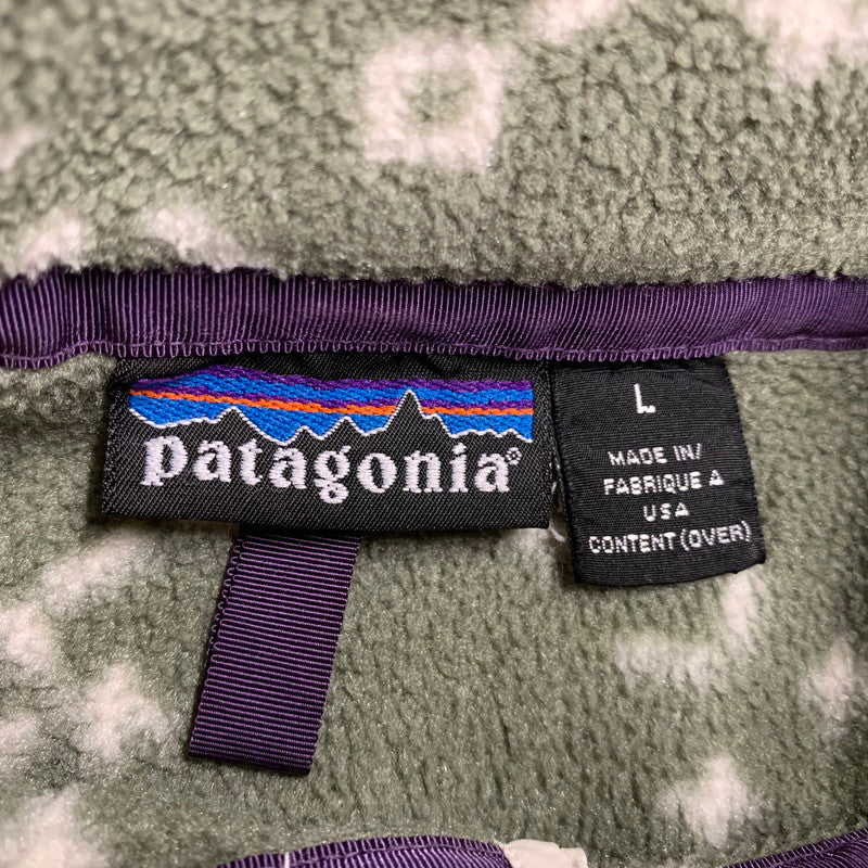 【中古品】【メンズ】 PATAGONIA パタゴニア 25205 USA製 SYNCHILLA SNAP-T シンチラ スナップT トップス 144-260605-kh-05-izu サイズ：L カラー：グリーン×ホワイト系 万代Net店