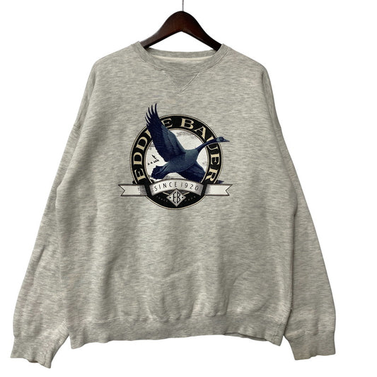 【中古品】【メンズ】 EDDIE BAUER エディー バウアー 黒タグ 90SS BIRD SWEATSHIRT バード スウェット シャツ トップス 長袖 146-260609-ya-02-izu サイズ：XL カラー：グレー 万代Net店